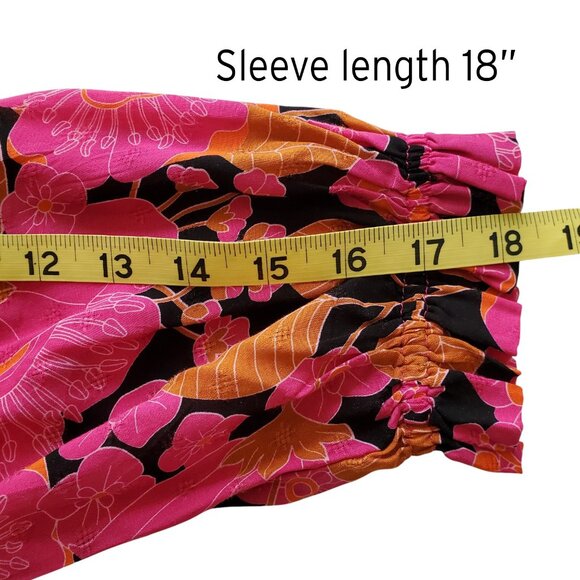 Rose & Olive Top and Pants Set Bright Magenta Floral Print Lightweight Size S - Picture 11 of 16